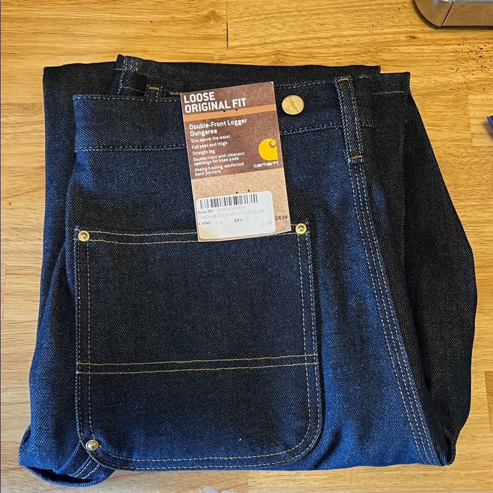 Carhartt Navy Work Pants with Gold Accents